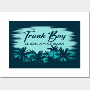 Trunk Bay St. John USVI Beach Palm Tree Posters and Art